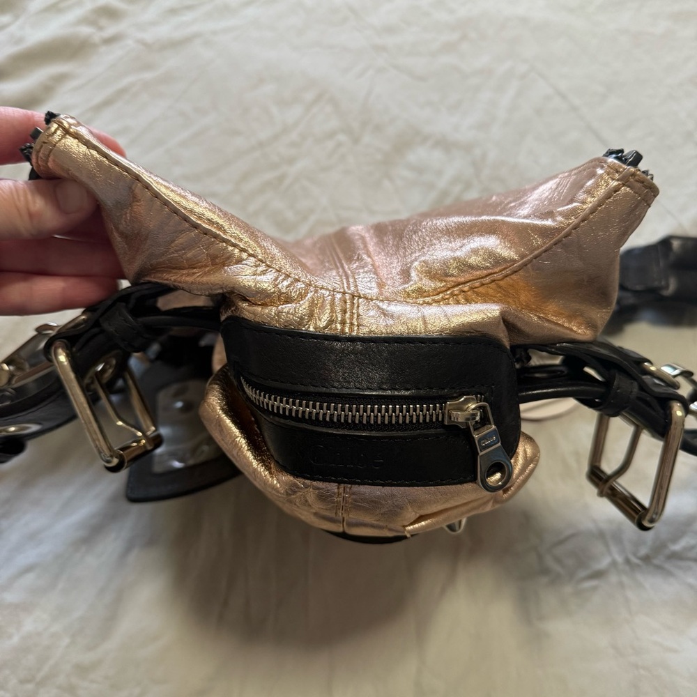 Pheobe Philo Rose Gold Chloe Black/Metallic Leather Double Zip Buckle Shoulder - Picture 8 of 15